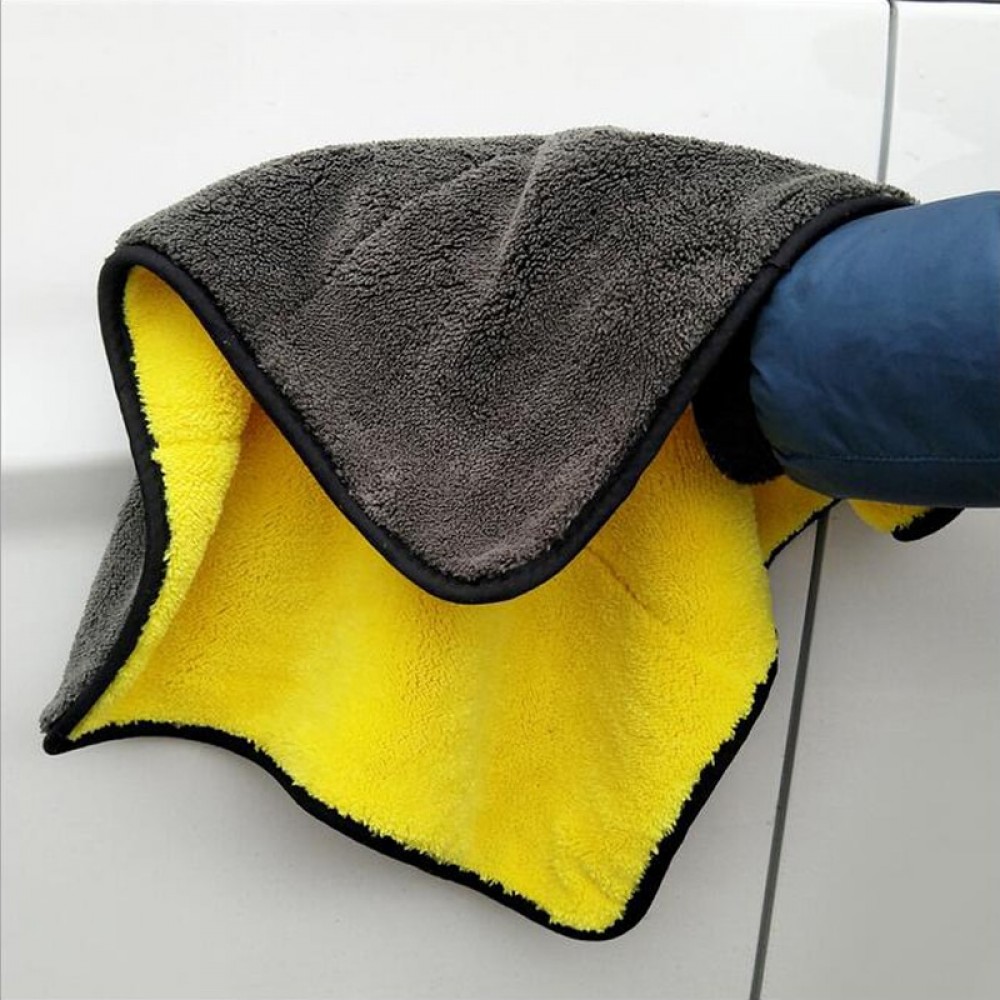 1Pcs 30cmx30cm Super Thick Plush Microfiber Car Cleaning Cloths Car Care Microfibre Wax Polishing Detailing Towels Green/Yellow