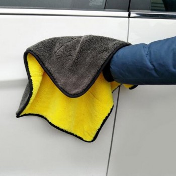 1Pcs 30cmx30cm Super Thick Plush Microfiber Car Cleaning Cloths Car Care Microfibre Wax Polishing Detailing Towels Green/Yellow