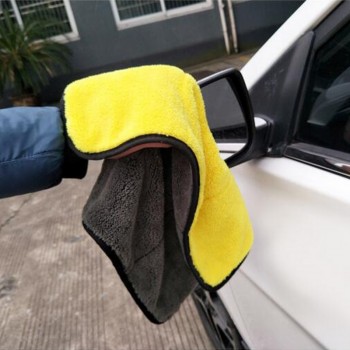 1Pcs 30cmx30cm Super Thick Plush Microfiber Car Cleaning Cloths Car Care Microfibre Wax Polishing Detailing Towels Green/Yellow