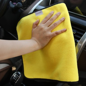 1Pcs 30cmx30cm Super Thick Plush Microfiber Car Cleaning Cloths Car Care Microfibre Wax Polishing Detailing Towels Green/Yellow