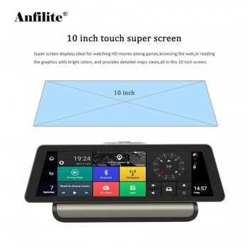 Anfilite 10 Inch 3G / 4G Android Car DVR 1080P Video Camera GPS Navigation ADAS Full HD Camcorder Bluetooth WiFi Dual lens