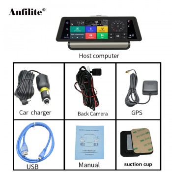 Anfilite 10 Inch 3G / 4G Android Car DVR 1080P Video Camera GPS Navigation ADAS Full HD Camcorder Bluetooth WiFi Dual lens