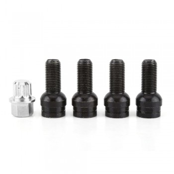 4+1 M14*1.5MM Black Steel Wheel Bolt amp; Lock Lug Nut Set With Key For Audi VW Golf Jetta Car-Styling