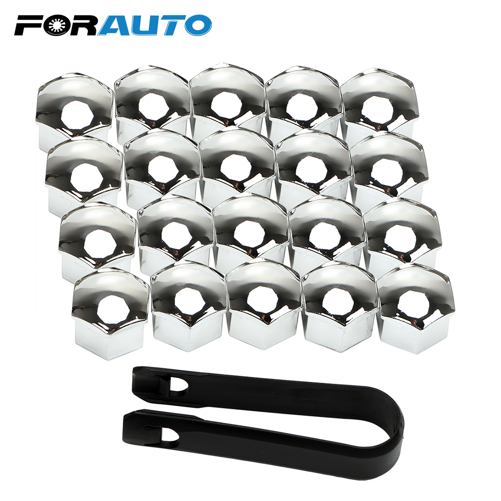 FORAUTO 20Pcs 17mm Car Wheel Nut Caps Bolt Rims Special Socket Protection Auto Hub Screw Cover Exterior Decoration Black/Silver