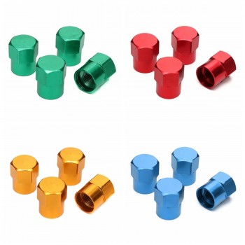 8pcs TR413 Aluminium Alloy Wheel Tyre Tire Cover Valve Stem Sleeves  with Hex Caps Red Yellow Blue Green Left Right Front Rear