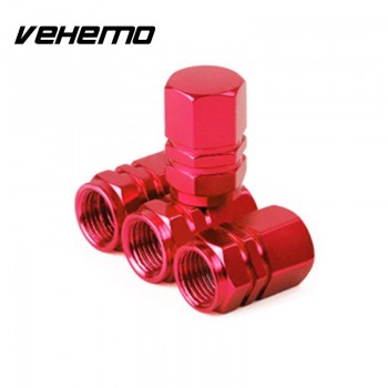 Vehemo 4X Car Tire Wheel Stem Aluminum Alloy Air Valve Cap Tyre Cover Red/Blue