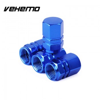 Vehemo 4X Car Tire Wheel Stem Aluminum Alloy Air Valve Cap Tyre Cover Red/Blue