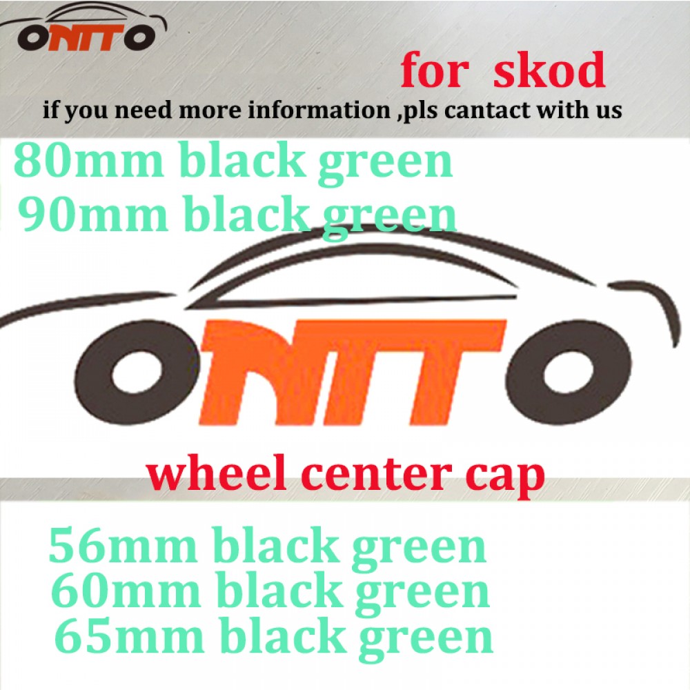 4pcs 56mm 60mm 65mm black green wheel center cap 80mm 90mm Front rear emblem Bonnet Hood trunk for Skda