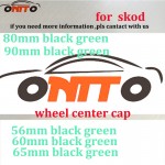 4pcs 56mm 60mm 65mm black green wheel center cap 80mm 90mm Front rear emblem Bonnet Hood trunk for Skda