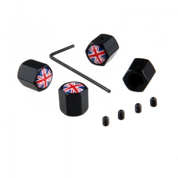 POSSBAY Anti-theft Black Car Wheel Tire Valves Air Caps Cover Russia UK US Italy France German Flag Motorcycle Wheel Tyre Covers