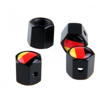 POSSBAY Anti-theft Black Car Wheel Tire Valves Air Caps Cover Russia UK US Italy France German Flag Motorcycle Wheel Tyre Covers