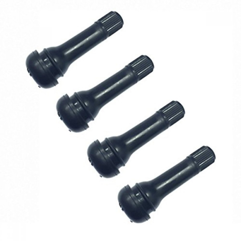 4pcs TR414 Snap-In Rubber Valve Stem Tubeless Tire Rim Scooter Moped (Black)