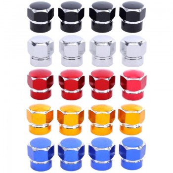 4 Pcs Universal Aluminum Auto Bicycle Car Tire Valve Caps Tyre Wheel Hexagonal Ventile Air Stems Cover Airtight Rims Accessories