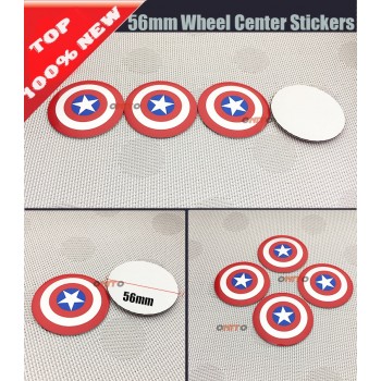 4pcs 56mm 60mm 64mm 135mm Car Wheel Center Hub Cap 60MM Wheel Dust-proof emblem covers for Captain America Logo car Accessories