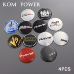 KOM 56.5mm 4pcs/lot wheels sticker center hub auto refitting logo centre sticker emblems rays volk ssr work vs ms jp sign badges