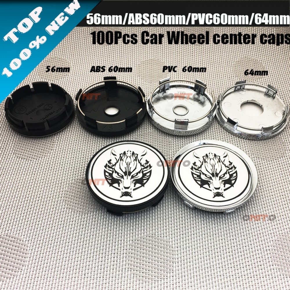 Wholesale Car Wheel Hub caps 100pcs/lot Car Wheel Center Hub Cap Car Rim Emblem Badge cover for wolf head logo Car Styling