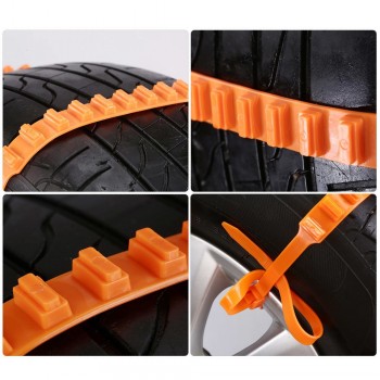 FLY5D Nylon Universal Anti-Skid Tire Chain Orange 155-285MM OPP Bag Snow Chain Wear Resistant And Safety Suitable For Auto