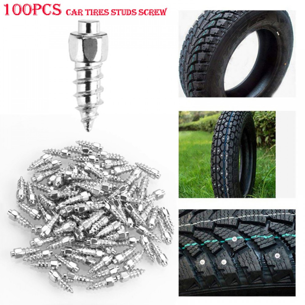 100Pcs Car Tires Studs Screw 12mm Anti-Slip Winter Snow Spikes Wheel Tyres Snow Chains Studs For Car Vehicle Truck Motorcycle