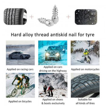 100Pcs Car Tires Studs Screw 12mm Anti-Slip Winter Snow Spikes Wheel Tyres Snow Chains Studs For Car Vehicle Truck Motorcycle