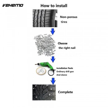 Vehemo 12mm Wrench Tire Stud Screws Anti-Slip Tyre Screw Universal Durable Snow Chains