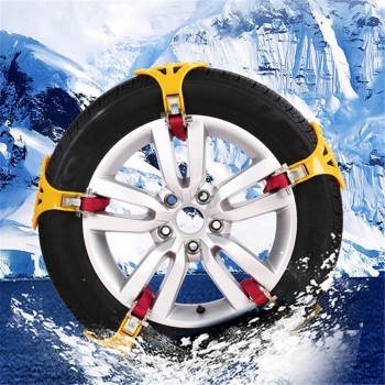 1PCS Yellow /Black Car Supplies Snow Anti-Skid Chain Double Buckle Car Tire Anti-Skid Thickening TPR Chain Tire