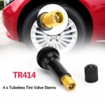 4pcs Black Rubber TR414 Snap-in Car Wheel Tyre Tubeless Tire Tyre Valve Stems Dust Caps Wheels Tires Parts Car Auto Accessories