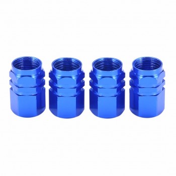 New 4pcs Universal Aluminum Car Wheel Tire Tyre Valve Air Stem Cap Cover Car Wheel Styling Round Blue