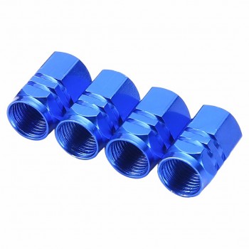 New 4pcs Universal Aluminum Car Wheel Tire Tyre Valve Air Stem Cap Cover Car Wheel Styling Round Blue