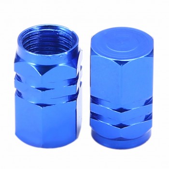 New 4pcs Universal Aluminum Car Wheel Tire Tyre Valve Air Stem Cap Cover Car Wheel Styling Round Blue