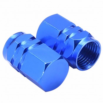 New 4pcs Universal Aluminum Car Wheel Tire Tyre Valve Air Stem Cap Cover Car Wheel Styling Round Blue