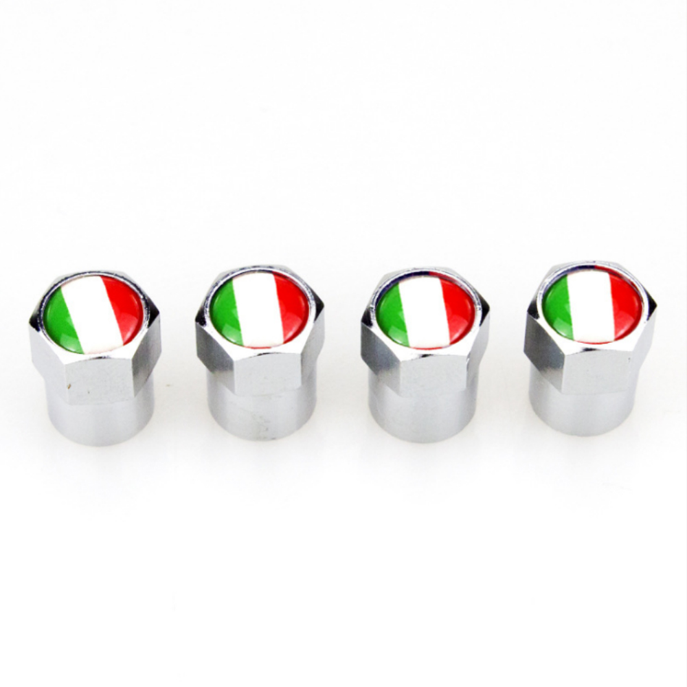 4 X Italian Flag Logo Auto Replacement Parts Metal Dust-proof Wheel Tire Valve Caps Covers for Fiat 500 Abarth 500x 5000L Panda