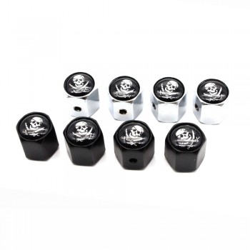 5 Pcs/Set Zinc Alloy Anti-theft The Skull Of Pirate Logo Tire Valve Stem Cap Tire Wheel Stem Air Valve Caps for Auto Cars