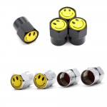 4 Pcs/Set Aluminum Alloy Smiling Face Tire Valve Stem Cap Tire Wheel Stem Air Valve Caps for Auto Cars