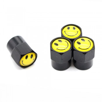 4 Pcs/Set Aluminum Alloy Smiling Face Tire Valve Stem Cap Tire Wheel Stem Air Valve Caps for Auto Cars