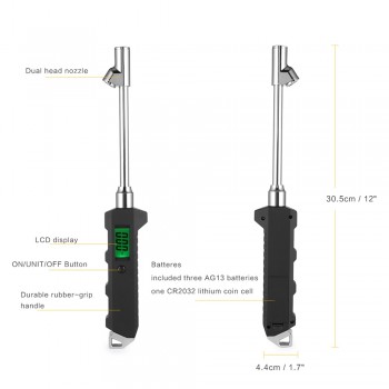 AOZBZ High-precision Digital Manometer Tire Pressure Gauge High-quality Dual Head Digital Display Tire Pressure Monitoring