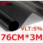 76cm*300cm/Lot Dark Black Car Window Tint Film Glass VLT 5%/ Roll 1 PLY Car Auto House Commercial Solar Protection Summer