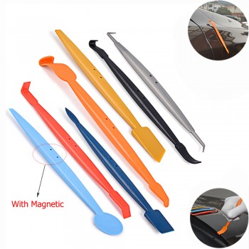 FOSHIO 7pcs/Set Vinyl Car Wrap Magnetic Squeegee Kit Carbon Foil Film Magnet Scraper Auto Window Tint Wrapping Car Sticker Tools