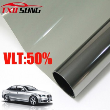 50cm*300cm/Lot Light Black Car Window Tint Film Glass VLT 50% Roll 1 PLY Car Auto House Commercial Solar Protection Summer