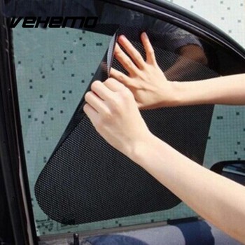 Vehemo 2Pcs Car Window Sun Shade Cover Block Static Cling Shield Screen Black