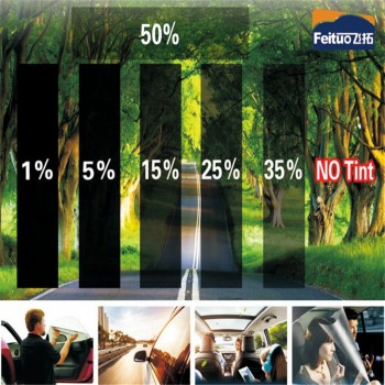 AutoEC 1x 50*300cm Dark Black Car Window Tint Film Glass VLT 5% Car Auto House Commercial Decorative Film Privacy Window Tint