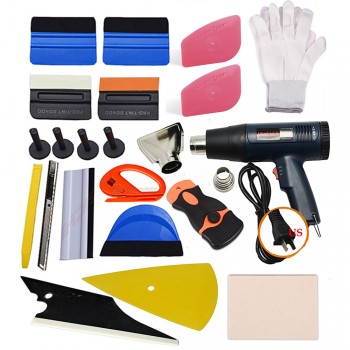 EHDIS 21PCS Vinyl Film Car Wrap Window Tints Tools Kit With Hot Air Heat Gun Squeegee Ice Scraper Car Sticker knife Cutter Blade