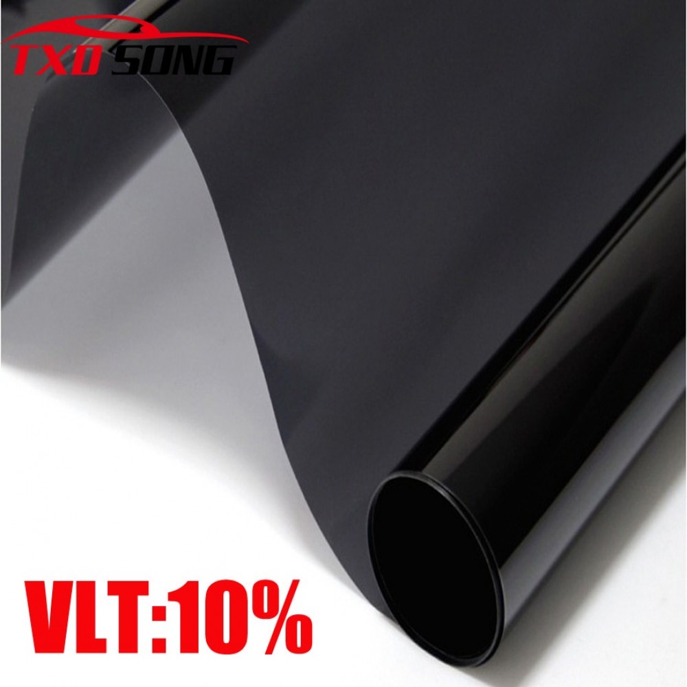 50CM X 300CM/LOT Black 10% High quality Black side window solar film FOR window house solar Dark Black Car Window Tint Film