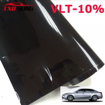 50CM X 300CM/LOT Black 10% High quality Black side window solar film FOR window house solar Dark Black Car Window Tint Film