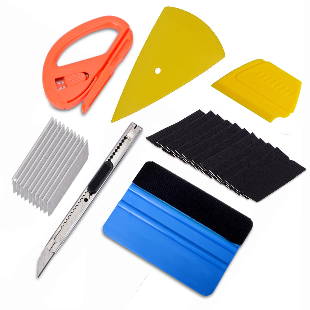 FOSHIO Window Tint Tools Set Car Vinyl Foil Film Wrap Squeegee Spare Fabric Felt Cutter Knife Sharp Pointed Scraper Styling Tool