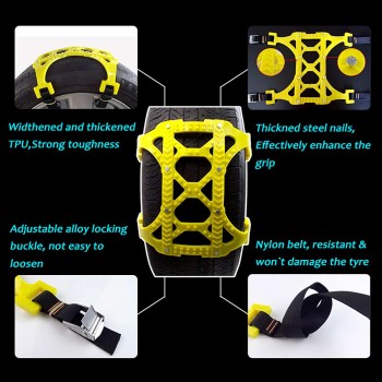 6pcs TPU Snow Chains set Universal Car Suit Tyre Winter Roadway Safety Tire Chains Snow Climbing Mud Ground Anti Slip