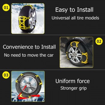 6pcs TPU Snow Chains set Universal Car Suit Tyre Winter Roadway Safety Tire Chains Snow Climbing Mud Ground Anti Slip