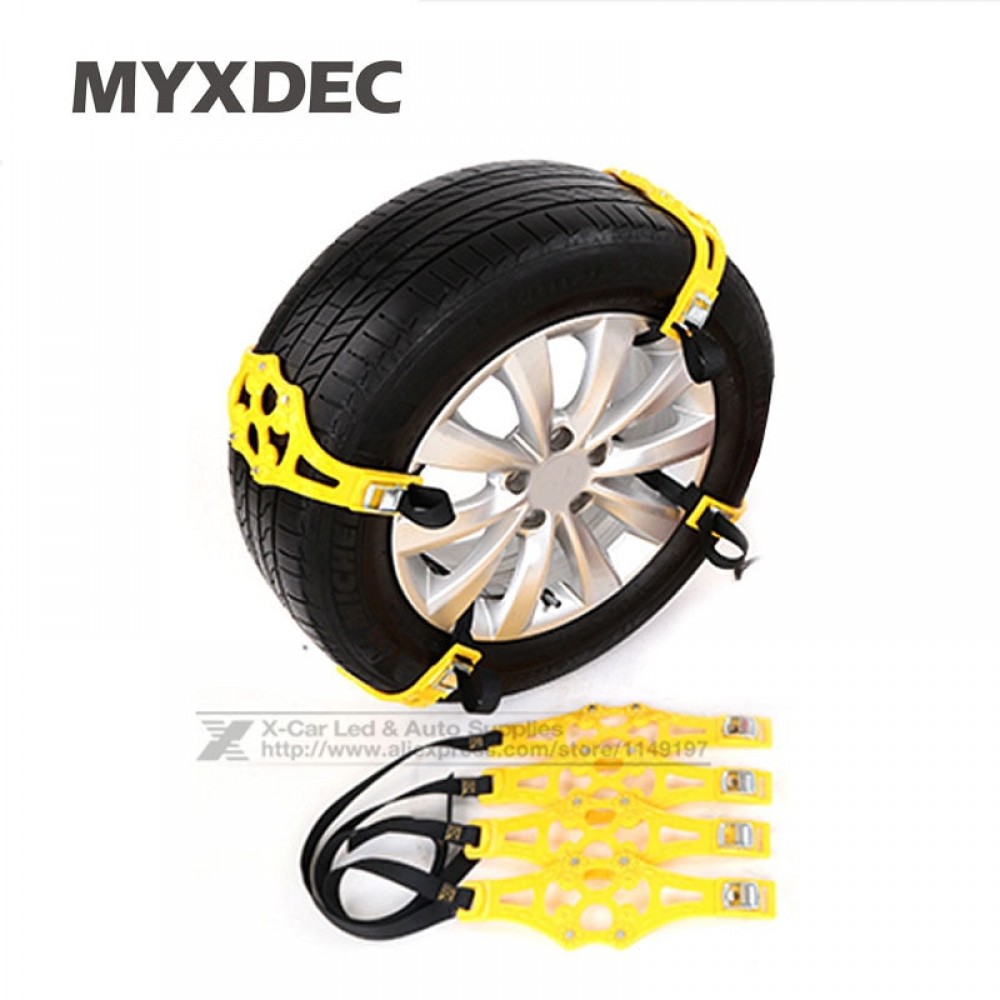 4Pcs/Lot Universal TPU Snow Chains Car Suit 165-265mm Tyre Winter Roadway Safety Tire Chains Snow Climbing Mud Ground Anti Slip