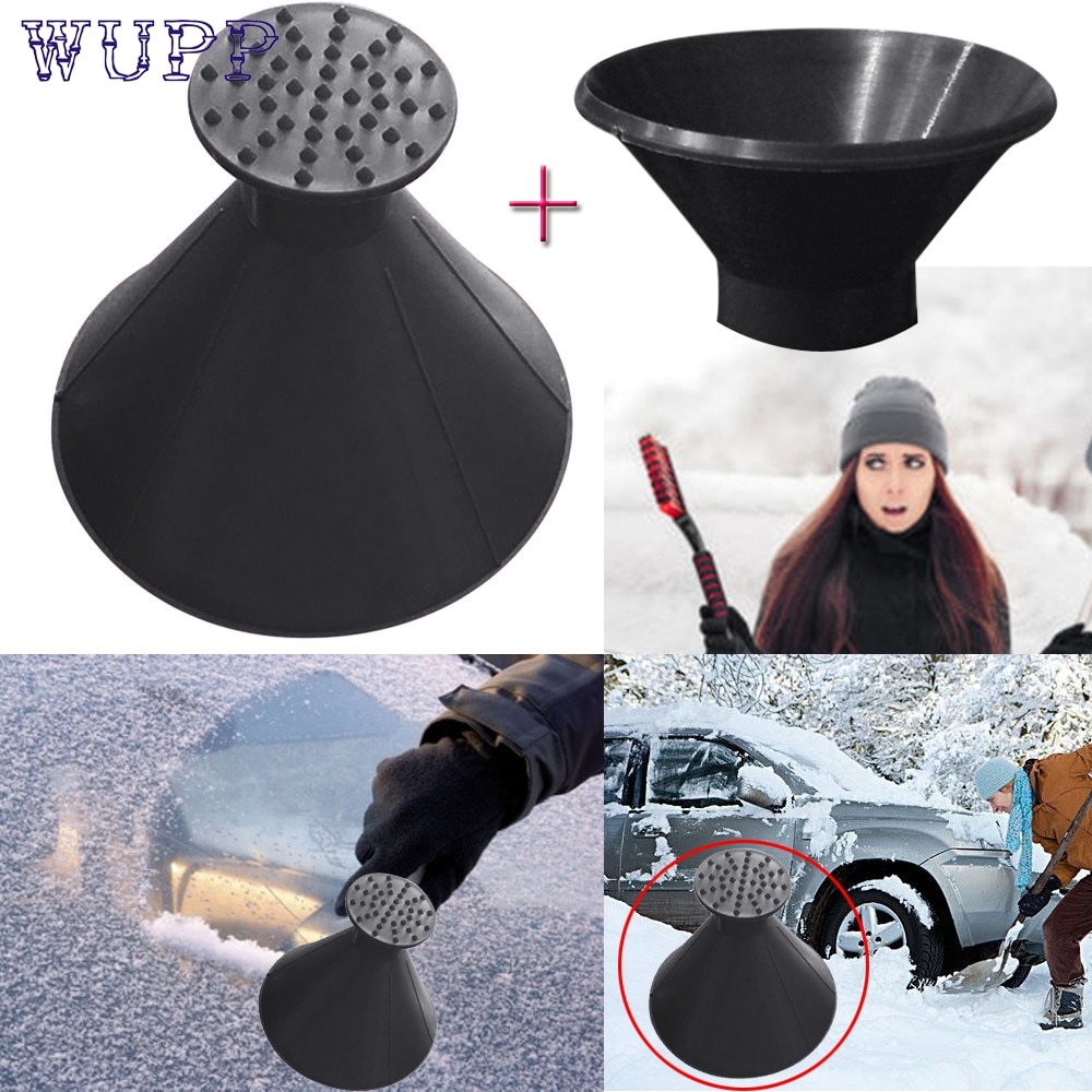 wupp Scrape A Round Magic Cone-Shaped Windshield Ice Scraper Snow Shovel Tool+Funnel Black Dec3 Drop Ship