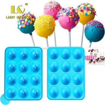 12 Hole Silicone Cake Pop Mold Ball Shaped Die Mold Silicone Lollipop Chocolate Cake Baking Ice Tray Stick Tool