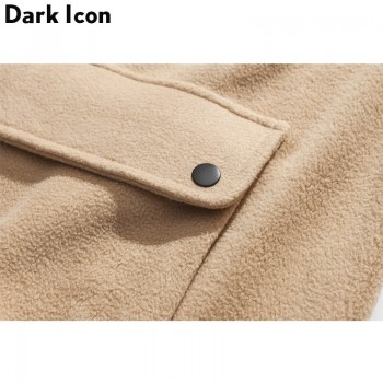 DARK ICON Letter Embroidery Front Pocket Drop Shoulder Sherpa Material Mens Hoodie 2018 Winter High Street Men Hoodies